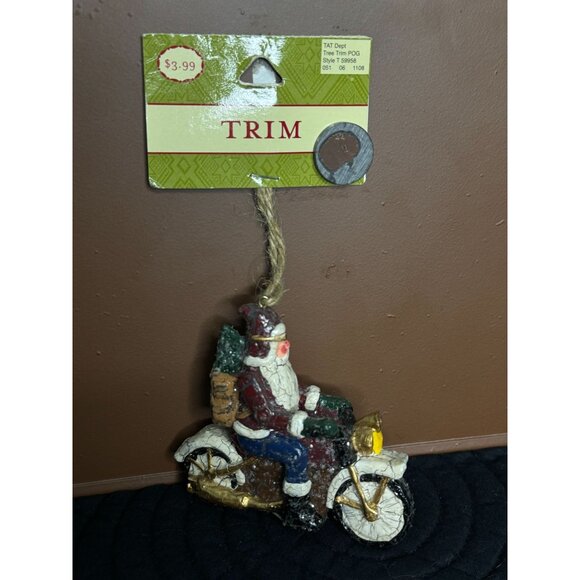 Lot of 2 Santa Helicopter & Motorcycle Christmas Ornament By Trim - Picture 10 of 15